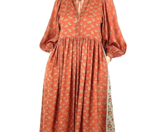 Boho Silk Dress, Silk Dress with Pockets, Sari silk Dress, Indian Silk Dress, Vintage Clothing, Party Dress, Dresses, Christmas Gifts