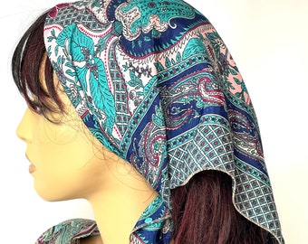 Hippie Silk Bandana, Neck Silk Scarf, Square Head Chemo Scarf, Hair Wrap, Baby Bandana, Bohemian Scarf, hippie gift, dog scarf dog bandana
