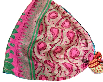 Breites Bandana Stirnband, breites Sari Haarband, Haar Turban, Chemo Stirnband, Haarschmuck, Multicolor Stirnband, Zero Waste. Geschenk für Mama