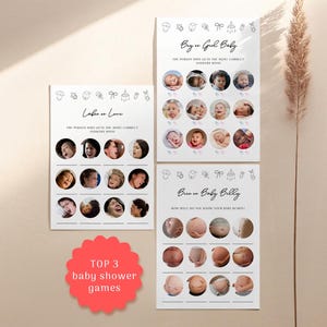 Fun Baby Shower Games Bundle, Baby or Beer Belly Game, Baby Boy or Girl,  Baby or Beer Belly, Labor or Love Game Printable, Minimalist #mg18