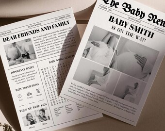 Pregnancy Announcement Newspaper Template, Baby Announcement Newspaper Card, Baby Shower Newspaper, Newspaper Pregnancy Announcement