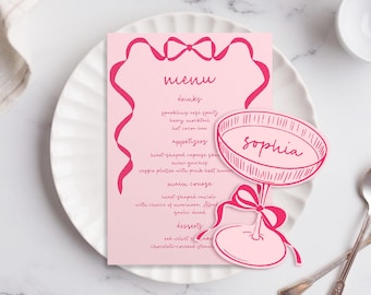 Galentines Day Menu, Galentines Brunch, Galentines Menu, Galentines Dinner Menu, Galentines Day, Galentines Place Card, Martini Place Card