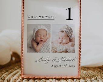 Wedding Table Number Template, Bride Groom Photos Table Number Sign