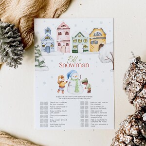 Christmas Roll A Snowman Game, Printable Christmas Game, Family Christmas Activity, Christmas Party Game, Christmas Family Games, Dice Games