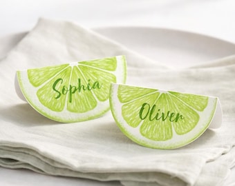 Lime Place Card, Printable DIY Party Favor, Unique 3D Name Card Template, Digital Download
