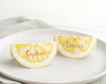 Lemon Place Card, Printable DIY Party Favor, Unique 3D Name Card Template, Digital Download