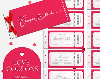 Printable Love Coupons Book, Customizable Valentines, Husband Gift, Anniversary Gift (PDF)