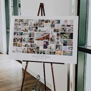 Plantilla de collage de fotos personalizable: póster en lienzo de tamaño A0 para obsequios conmemorativos y de aniversario