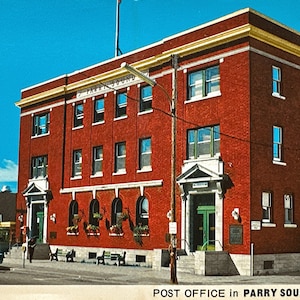 Carte postale vintage - Bureau de poste à Parry Sound, Ontario