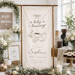 A Baby Is Brewing Baby Shower Welcome Sign, Coffee Theme Baby Shower Banner, Custom Baby Shower Decor, Coffee Baby Shower Banner, Baby Sign