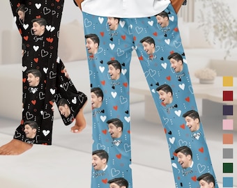 Personalized Pants Pajamas,Custom Face Pajama Pants,Custom Pj Pants,Photo Pajama,Dog Pajamas,Valentine's Day Photo Gift For Her Him,Gifts