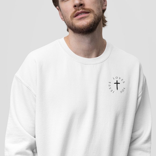 Christliches Sweatshirt "Jesus loves you", Bibel, Jesus, Kreuz, Geschenkidee