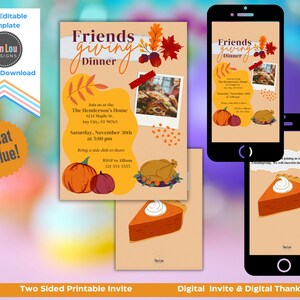 Friendsgiving Dinner Invite: Customizable Fall Party (Digital Download)