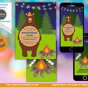 Bonfire party invitation Backyard party Fall invitation Fall bonfire Smore birthday bonfire party Backyard bonfire Smores bonfire party