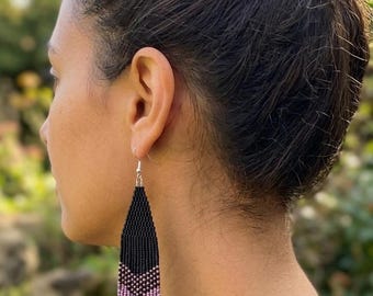 Cinder Beaded Fringe Earring Pattern PDF – Brick Stitch Seed Bead Jewelry Pattern Download