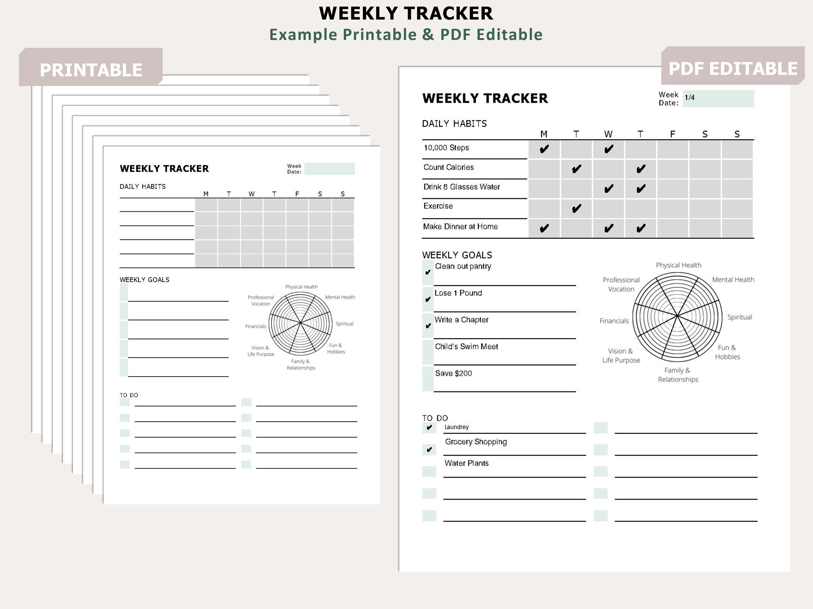 Weekly Tracker Template - Etsy