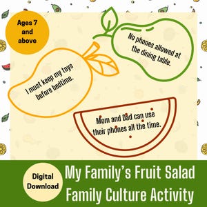 DRUCKBAR Der Obstsalat meiner Familie / Familienregeln / Kulturaktivitäten / Hobbys-Kartenspiel für Kinder und Familien, Kinderbrettspiel / Kleben