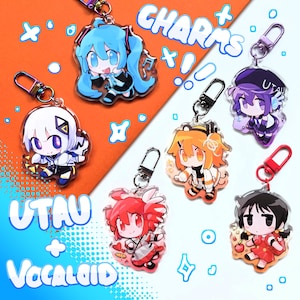 UTAU & Vocaloid GRADIENT Charms!! Adachi Rei, Teto, Defoko, Kaai Yuki, Miku, Kafu - 2.5 inch, front side epoxy, 2 side different expression!