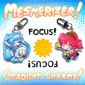 MESMERIZER GRADIENT Charms!! Hatsune Miku & Kasane Teto - 2.5 inch, front side epoxy, 2 side different expressions!
