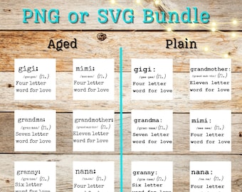 Grandma SVG Bundle - Definition of Love - Nana Gigi Mimi - DIY Grandma Gifts, PNG Files Included