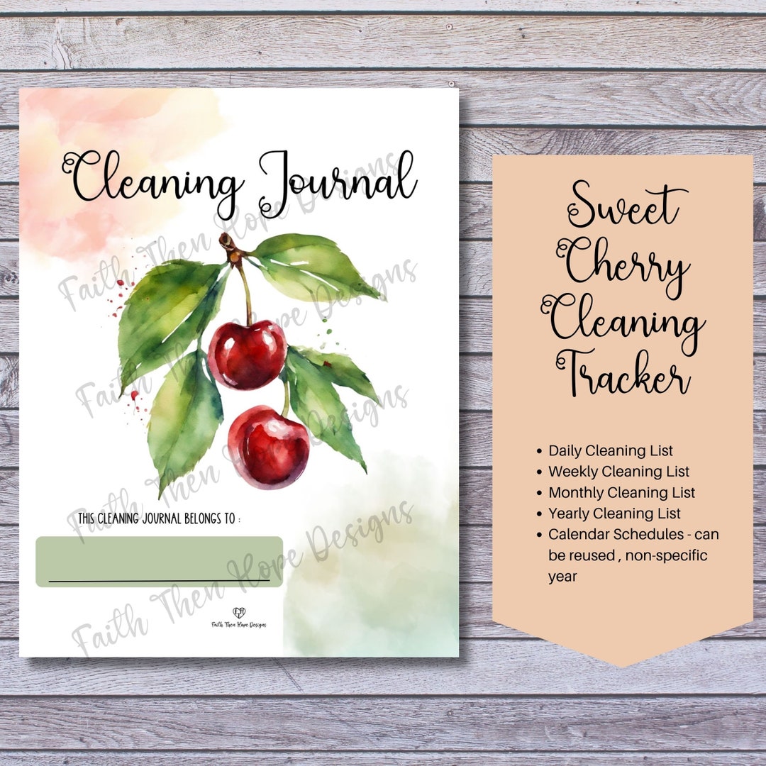 Coquette Cherry Cleaning Checklist, Cleaning Planner, Cleaning Journal ...