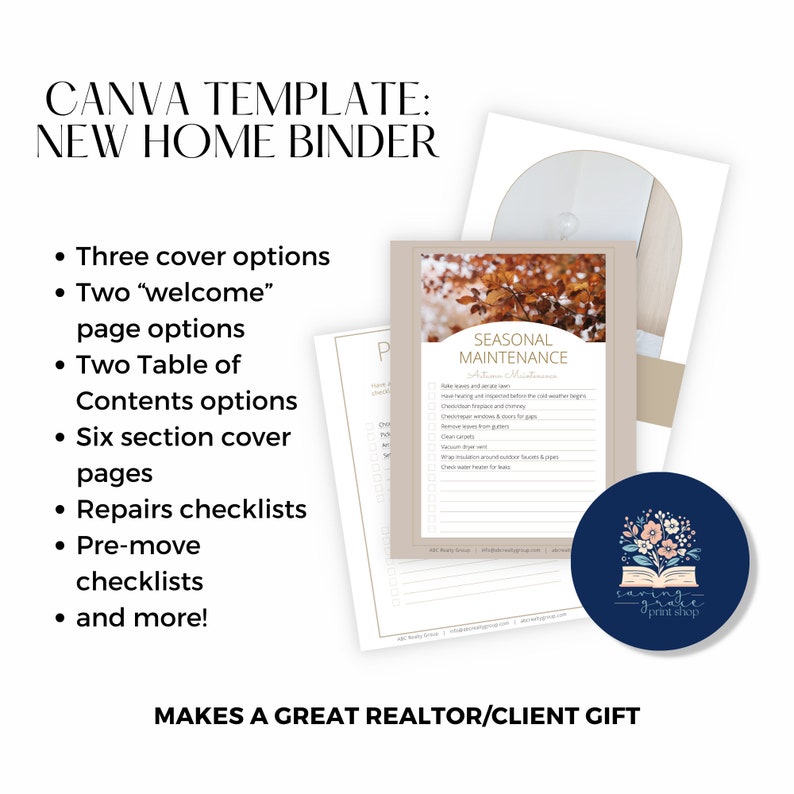 New Home Binder Canva Template Realtor Closing Gift Home Document