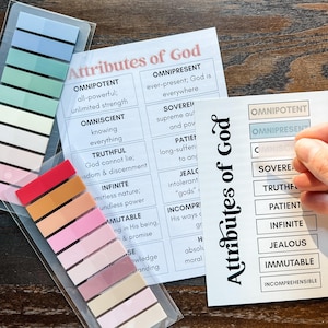 Attributes of God Bible Study Bookmark Annotation Set