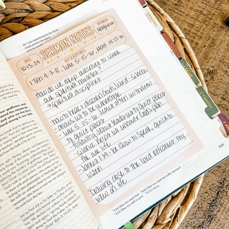 Boho Sermon Notes Notepad: 5x7 Double-Sided Christian Stationary image 6