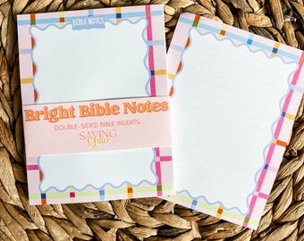 Double-Sided Bright & Colorful Bible Insert Notepads, Bible Study Notes Fits Most Bibles