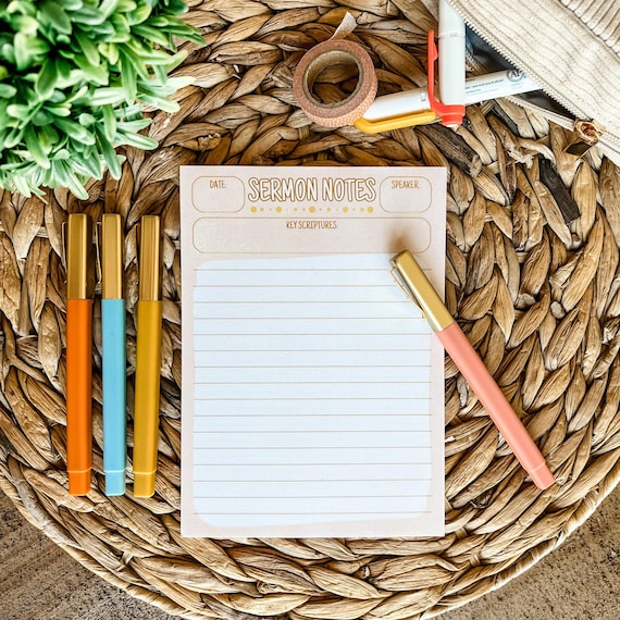 Boho Sermon Notes Notepad: 5x7 Double-Sided Christian Stationary