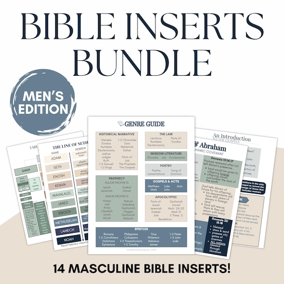 Men's Bible Study Inserts: Christian Study Tools (Digital Download)