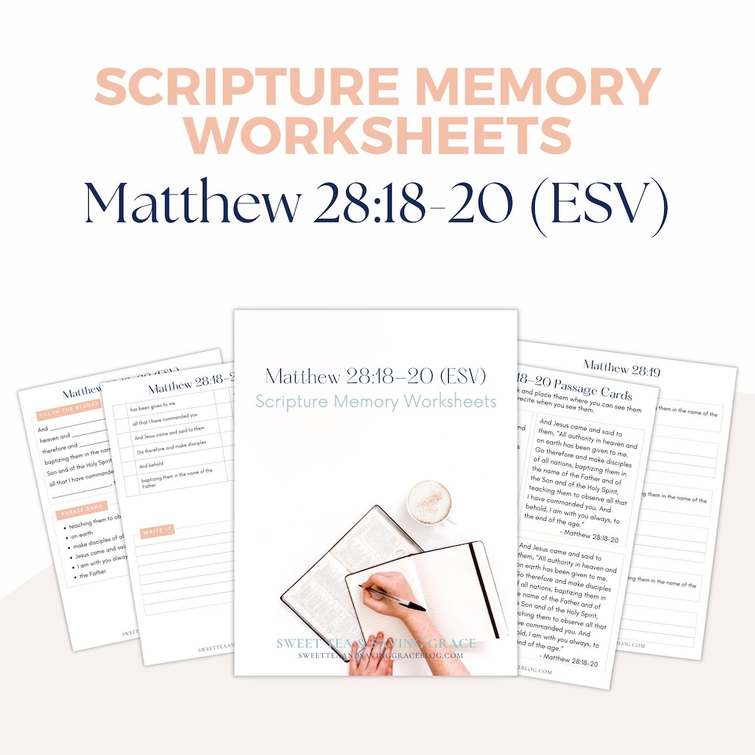 ESV Matthew 28:18-20 Scripture Memory Worksheets (printable) - Etsy