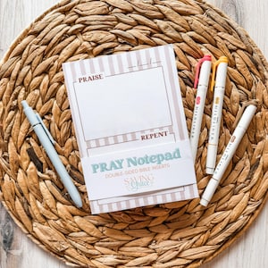 PRAY Double-Sided Prayer Notepad | Prayer Faith Bible Insert 5x7 Notes