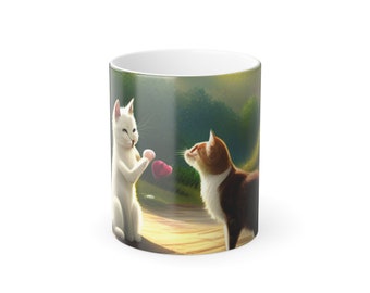 Color Morphing Mug-Two cats in love, 11oz