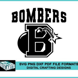 Bombers t-shirt svg,svg dxf pdf png files,Cricut cut file,Silhouette,Bombers school spirit svg,Bombers cheerleading svg,Bombers cut file