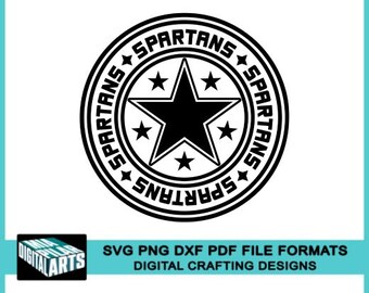 Spartans SVG, SVG, DXF, PDF y PNG, archivos de corte Cricut, silueta, porristas, espíritu escolar, mascota, logotipo, deportes