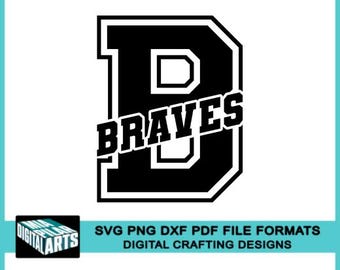 Archivos SVG de los Bravos, SVG, DXF, PDF y PNG, Cricut, Silueta, Espíritu escolar de los Bravos, Animadoras de los Bravos, Fuente universitaria de los Bravos, Logotipo de los Bravos