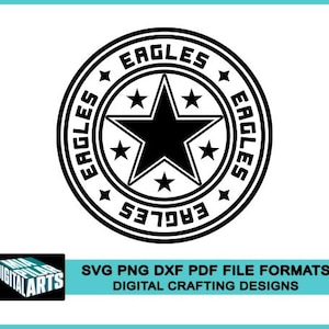 Camiseta de los Eagles en formato SVG, archivos SVG, DXF, PDF y PNG, archivo de corte Cricut, silueta, logotipo de los Eagles en formato SVG, logotipo de los Eagles en formato SVG para animadoras, archivo de corte de los Eagles en formato SVG