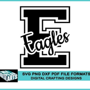 Camiseta de los Eagles svg, archivos svg dxf pdf png, archivos de corte Cricut, silueta, fútbol de los Eagles de la escuela secundaria svg, archivo de corte de los Eagles Cricut, Eagles silh svg
