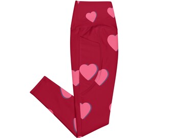 Red Heart Leggings with Pockets