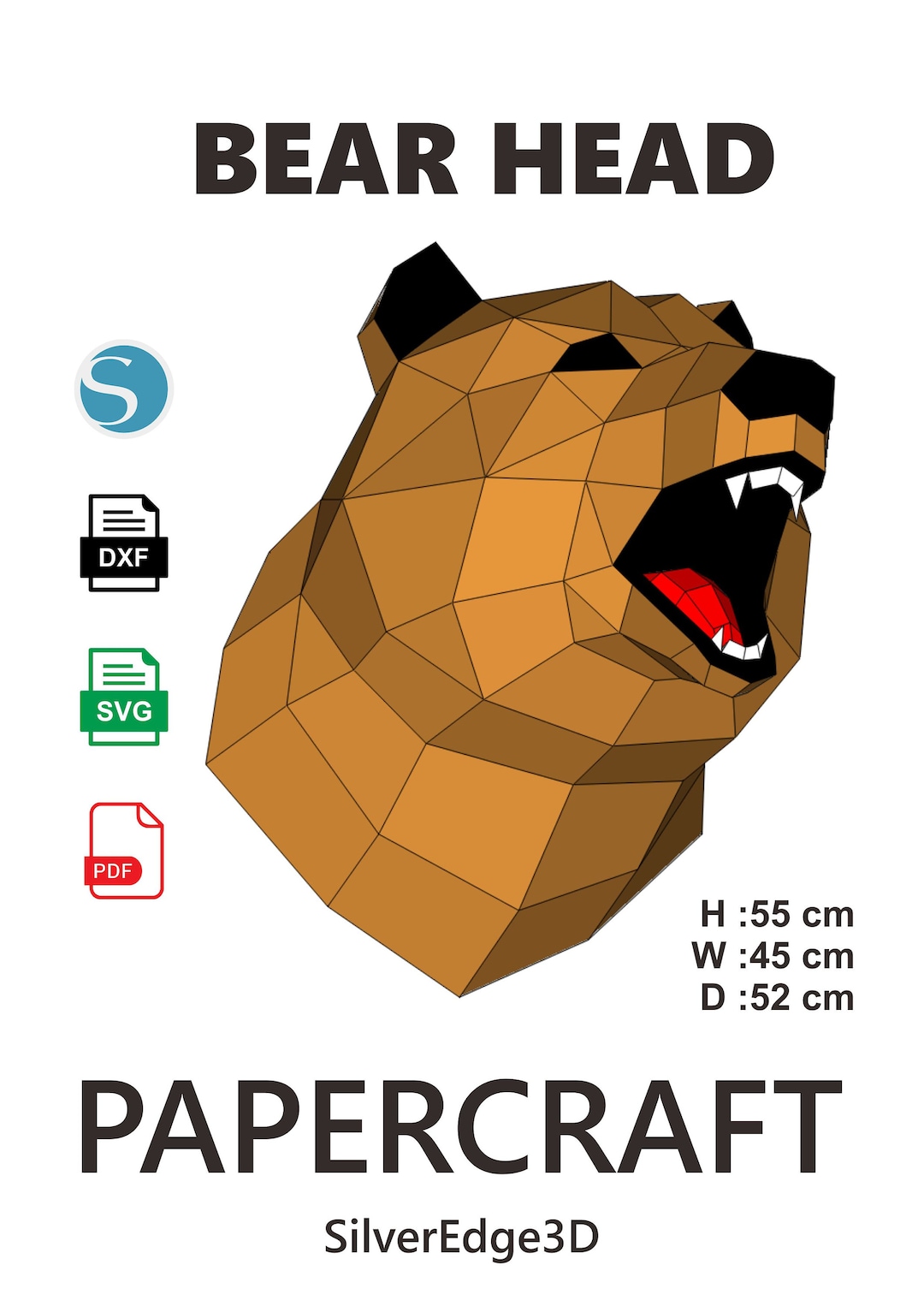 Bear Head - Etsy