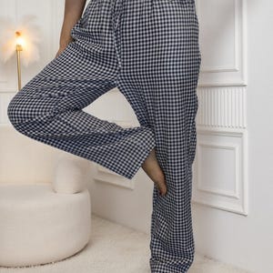 Cotton Pajama Pants: Gingham Checkered Lounge Bottoms for Women