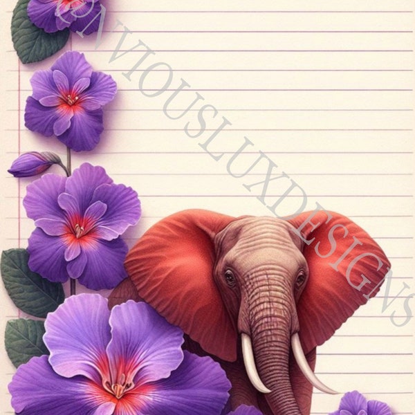 Delta Sigma Theta, African Violet, elephant, stationary, journal, notepad, art, Clip art, notepad, 1913, DST, Delta