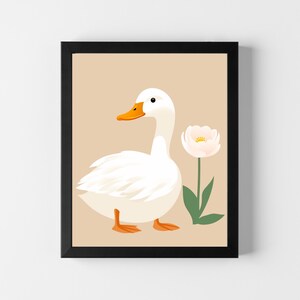Dummer Gans-Kinderzimmer-Kunst-Druck, süße Gans-Kunst, digitaler Download, Beige, Kinderzimmer-Druck, Baby Zimmer Wandkunst