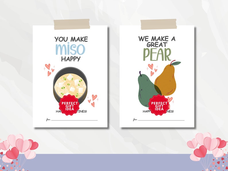 Printable Food Valentines Cards Set I Food Valentines Card I Classroom Valentine s Day Cards For