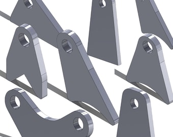 May include: A set of eight metal brackets with holes for attaching to other objects. The brackets are made of a silver-colored metal and have a variety of shapes and sizes.
