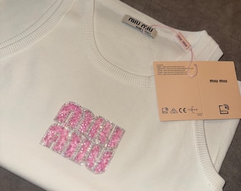 Canotta corta da donna con schiena scoperta e scollo a V, taglia M, Miumiu