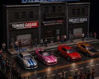 Underground Street Racing Diorama STL | 1:64 Scale Diecast Car Display | Modular Tuner Garage | 3D Print Files & Colored 3MF | JDM Scene
