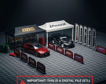 1/64 Scale JDM Pit Stop Diorama STL (Digital Download)