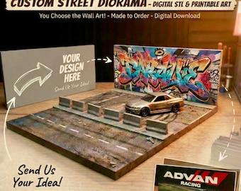 Archivos STL de diorama callejero personalizado a escala 1/64 • Exhibición de garaje JDM (modelo de impresión 3D)
